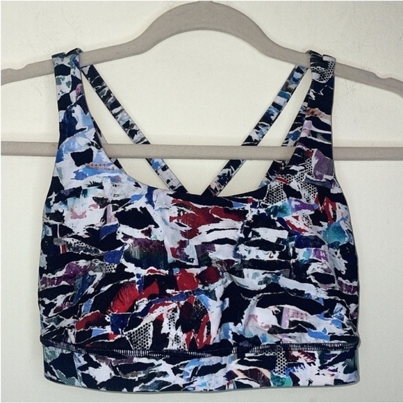 lululemon Abstract Print Energy Bra Culture Clash Multi Black No pads EUC - Picture 4 of 5